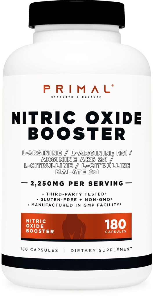 Primal Nitric Oxide Booster (2.250mg Per Serving) (180 Kapsul) - 60 Servings