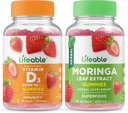 Lifeable Vitamin D 5000 IU + Moringa Leaf, Gummies Bundle - Great Tasting, Vitamin Suplemen, Gluten Free, GMO Bebas, Gummy Chewable