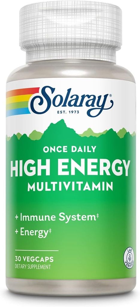 SOLARAMY Sekali Seharian Tinggi Energi Multivitamin untuk Perempuan dan Pria - Suplemen Energi - Dukungan kekebalan w / Vitamin C, A, D dan E, Vitamin B Kompleks, Trace Mineces, 60- Hari Jaminan, 30 Serv, 30 VevCaps