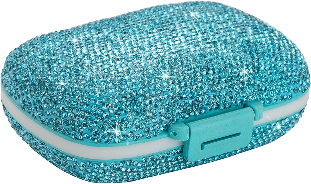 Travel Pill Container Medicine Organizer Daily Purse Pill Case Cute Vitamin Box Small Pocket Pill Pill Organizer (Blue)