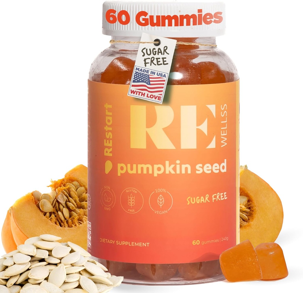 Pumpkin Seed Oil Gummies I Sugar Free Gluten Free Non GMO Organic Dietary Supplemen rambut I Glowing Skin Prostate Health Tract Support I 240 Grams I Pack of 60