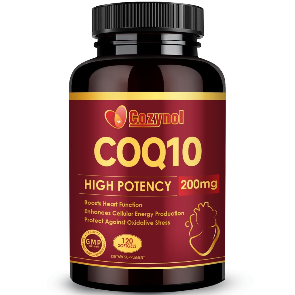 CoQ10 200 mg Softgeels dengan PQQ & Omega 3, Maksimum Absorpsi Koenzim Q10, powerful Antioksidant untuk Kesehatan Hati & Energi, 120 Hitung, 4 Pasokan Bulan, Non-GMO