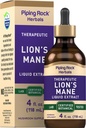 Piping Rock Lions Mane Tincture 124; 4 Fl Oz 124; Mushroom Extract Liquid Drops 7.124; Suplemen Bebas Alkohol 124; Vegetarian, Non- GMO, Gluten Free
