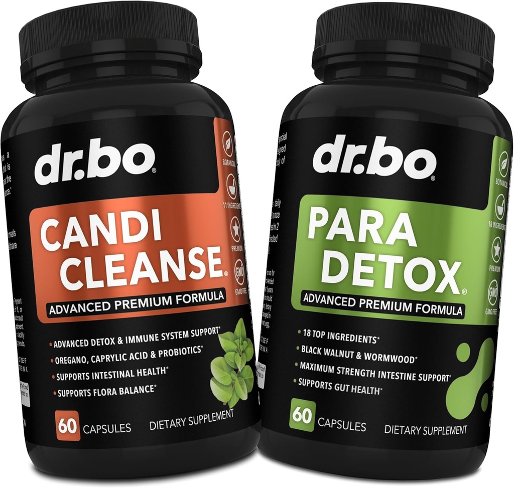 Candi Cleanse & Intestine Detox Tambahan Pil - Ekstra Kekuatan Probiotik Cleanser dengan Dukungan Intestinal Flora Gut - Oral Herbal Oregano, Caprylic Acid, Wormwood & Black Walnut