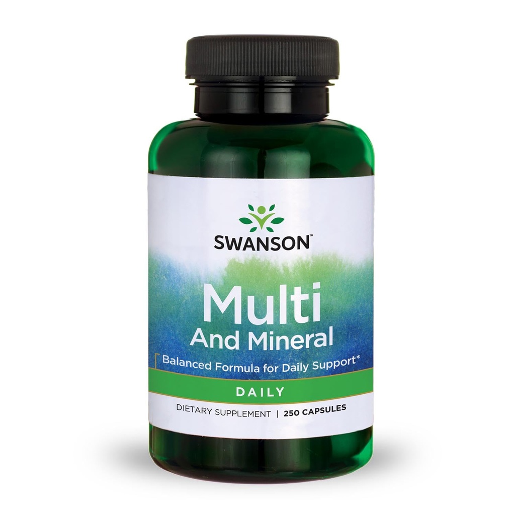 Swanson Multi and Mineral Daily Men 's Women' s Multivitamin Multimineral Health Supplement 250 Capsules (Caps)