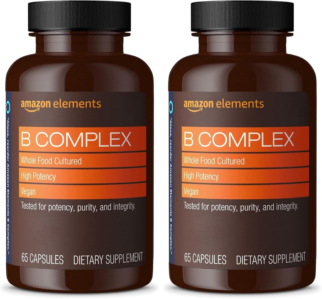 Elemen B Kompleks, Potensi Tinggi, 83% Seluruh Pangan Budaya, Mendukung Metabolisme Kebal dan Energi Normal, Vegan, 65 Kapsul, 2 Pasokan Bulan (Paket May Vary) (Paket 2)