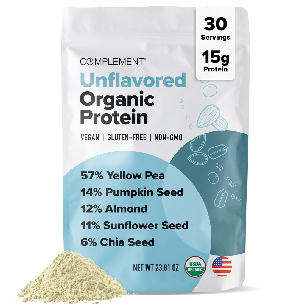 Kompleks Powder Organik Unflashing Protein (30 Hamba) Low Carb, Low Calorie, Sugar Free, Soy Free, Non-GMO, Gluten Free, Non Dairy- Yellow Pea, Labu Seek-15g Plant Based Protein Powder