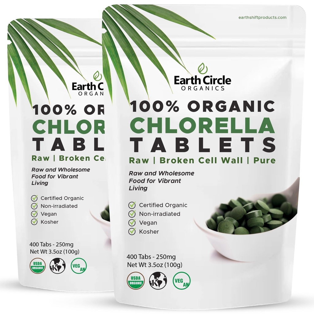 Chlorofil tablet Chlorella 400 Count 124; Potency Tinggi Superfood 124; Chlorofil Pil 100% Pure Green Algae 124; Broken Cell Wall for Maximum Absorpsi 124; Vegan, Non-GMO 124; 4 Tabs per hari (2- Pack)