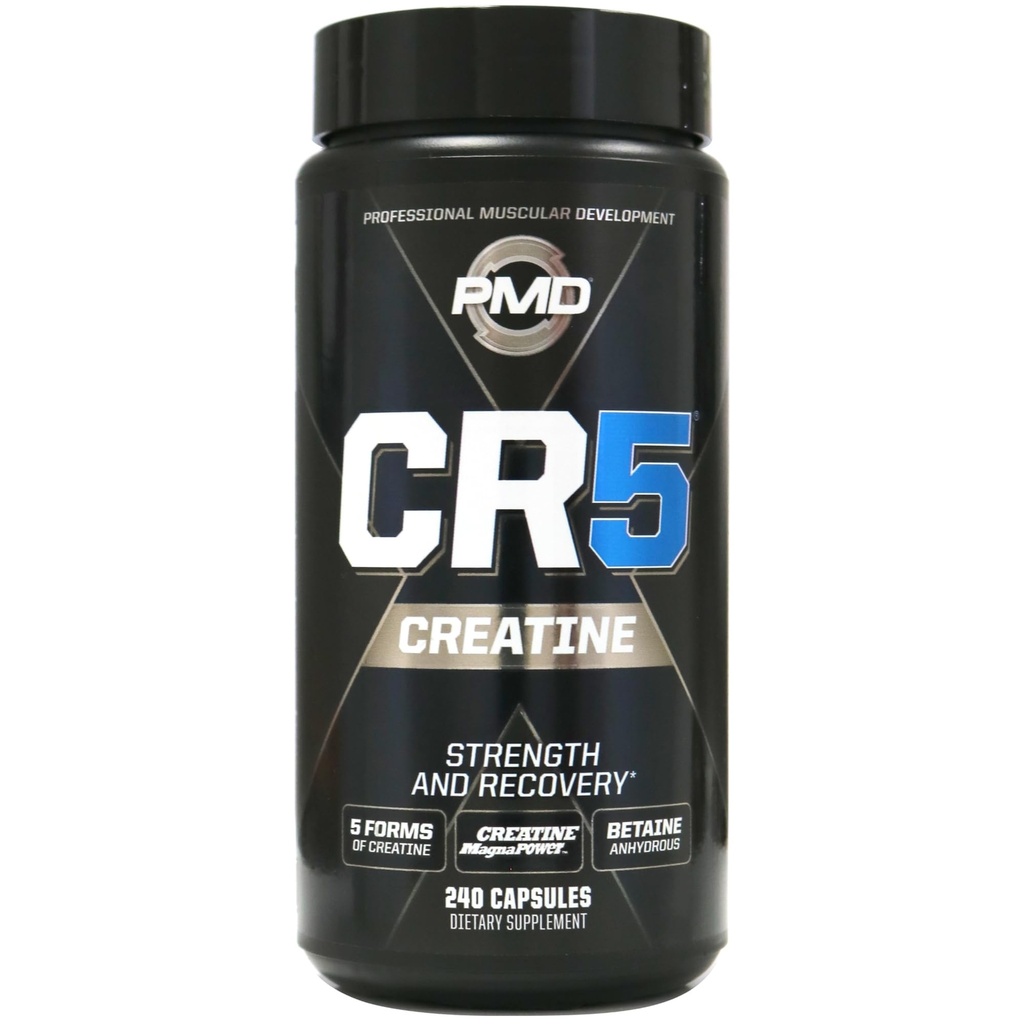 PMD Olahraga CR5 Profesional Creatine Complex - Peningkatan Pemulihan, mengurangi Soreness, Lean Muscle Mass Gainer - Power 5 Creatine Blend for Strength, Endurance, and Recoververy (240 Creatine Capsules)