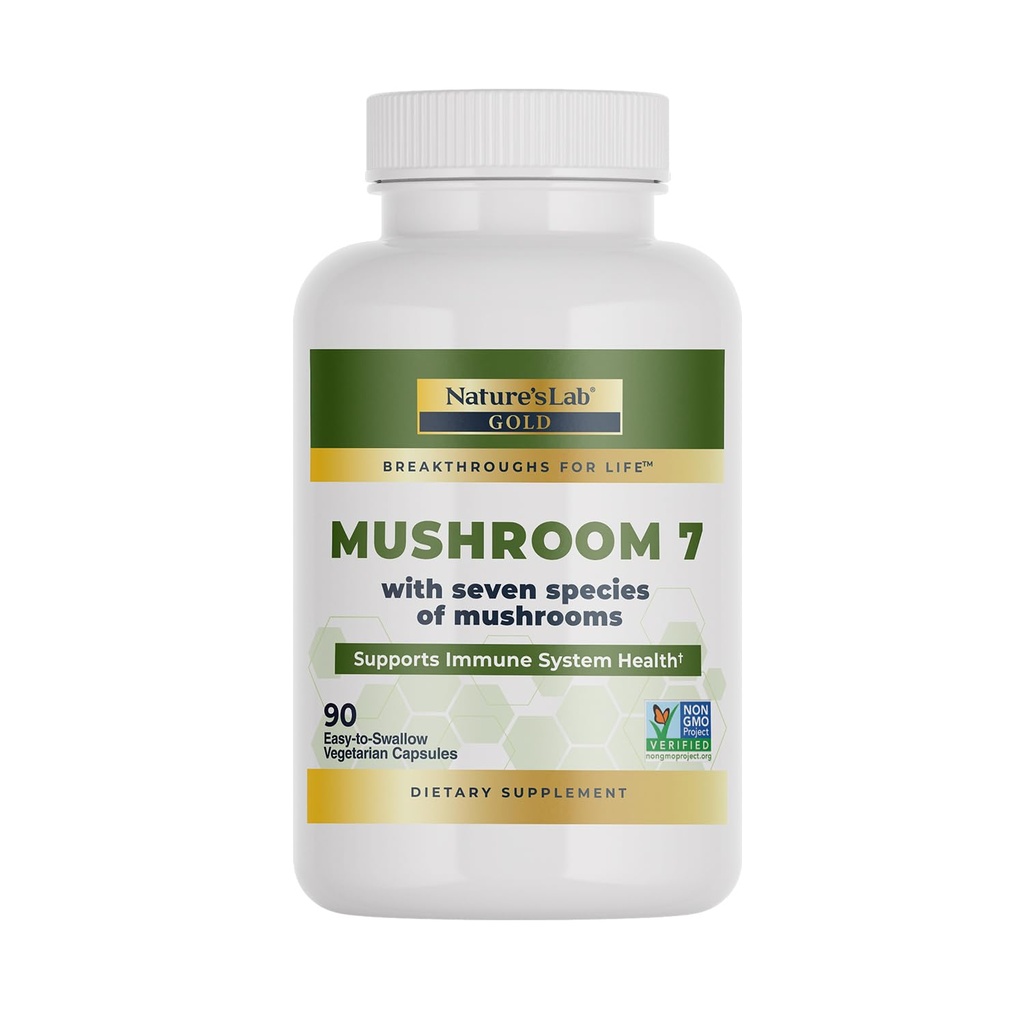 Mushroom Nature 's Lab 7 Organic Blend - Manfaat The Immune System, Fungsi Sel dan Endurance - 90 Capsules (45 Servis)