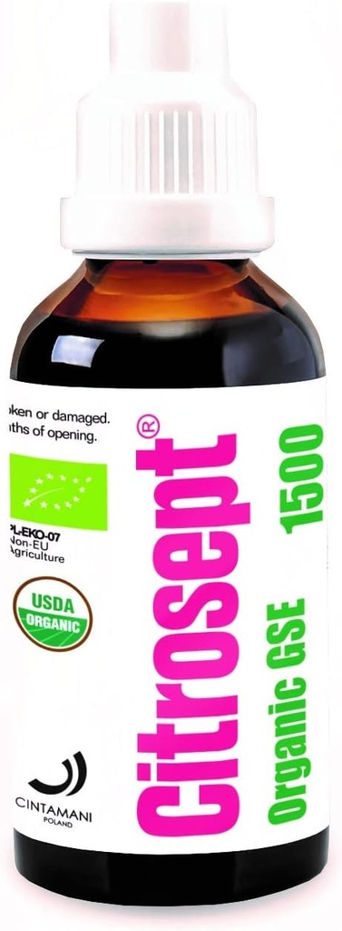 Citrosept Organik GSE, Proses Ekstraksi Kualitas Tinggi untuk Kemurnian 124; Max Kekuatan 124; Original Grapefruit Extract Liquid dengan Antiokidant Properti 124; Sistem Ammune Dukungan 124; 1 x 50ml Botol