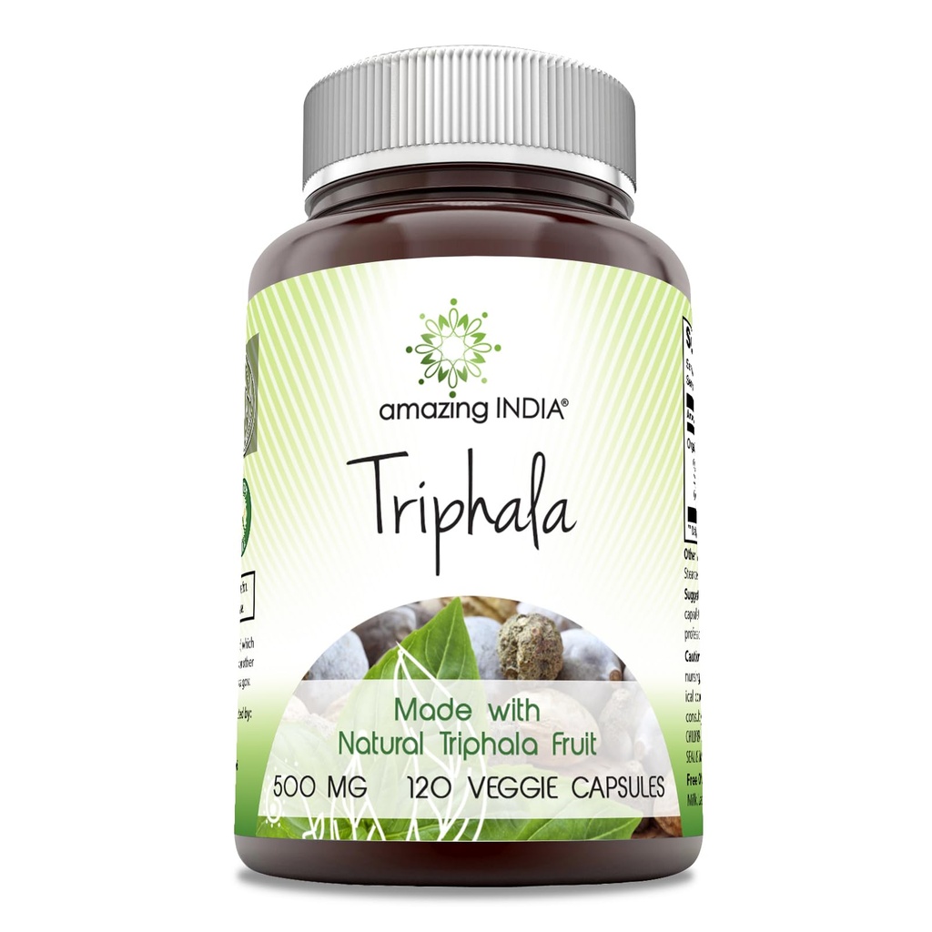 Amazing India Natural Triphala Supplement 126; 500 Mg per Serving 124; 120 Vevgie Capsules 14; Non-GMO 124; Gluten- Free 124; Made in USA
