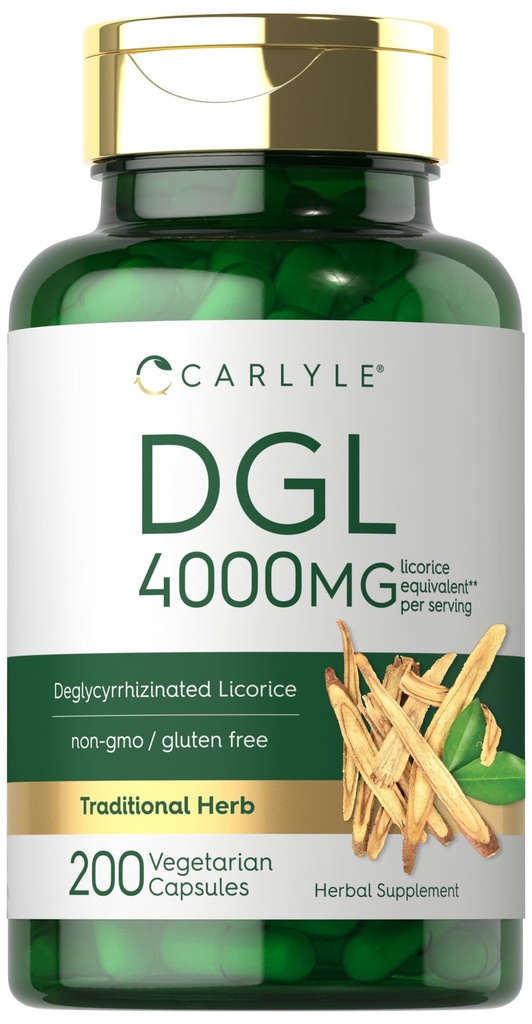 Carlyle DGL Deglycyrrhizinated Licorice Capsules 12.4200 Count 124; 4000mg 12.Vegetarian, Non- GMO & Gluten Free Suplemen