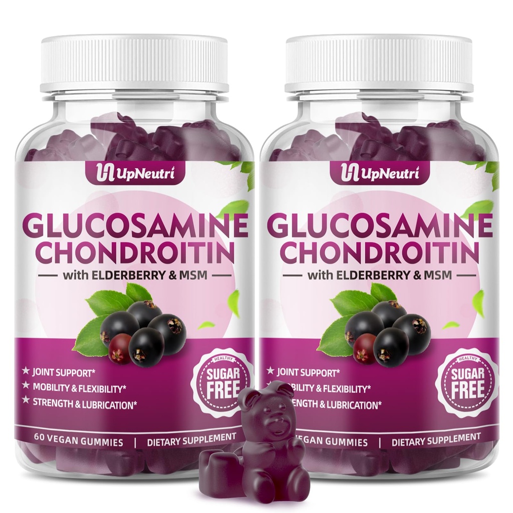 Gglucosamine Chondroitin Sugar Free, Ekstra Kekuatan 1500mg Glucosamine dengan Chondroitin MSM & Turmeric, Dukungan Bersama Supplemen Pria & Perempuan Gabungan (120 Cacah)