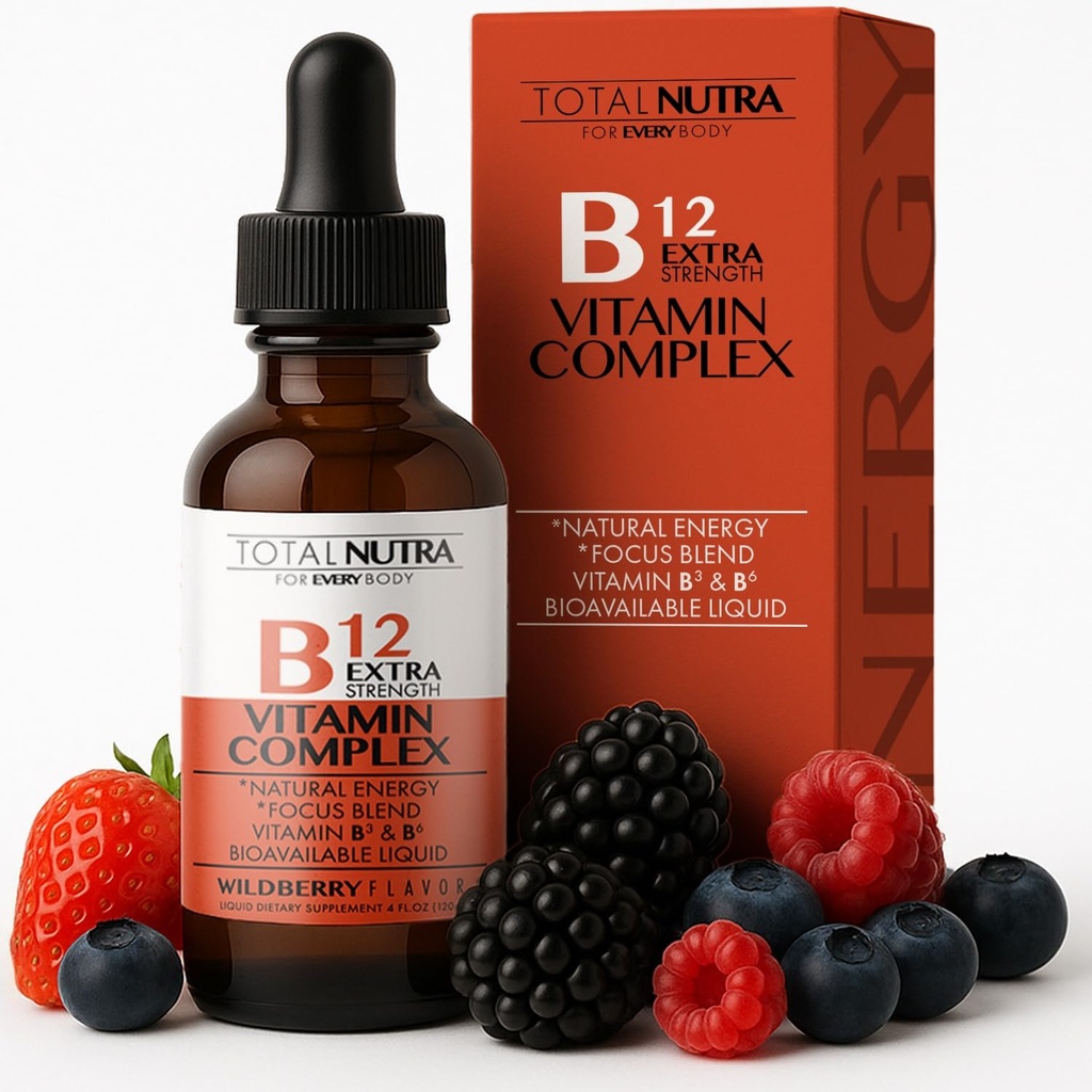Ekstra Liquid B12 Vitamin Drops Vitamin B12, B6, B3- Vegan dan Non GMO- Energi Instant, Fokus & Metabolisme Dukungan dengan Teh Hijau, Carnitine & Ginkgo Biloba-Alternatif ke Katup Kompleks B