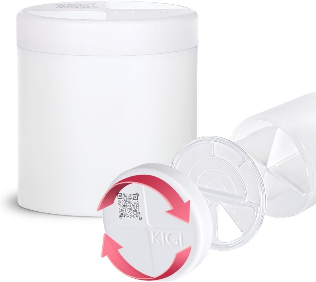 Extra Large Supplement Organizer dengan 4 kompartemen Easy Open Pill Dispenser Monthly Medicine Vitamin Organizers Bottles, White