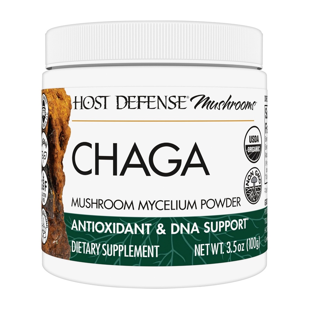 Defense Host Chaga Powder - Imune System Support - Chaga Mushroom Powder for Antioksidant Activity Suplemen Dietary Mushroom - 3.5 oz (66 pelayan) *