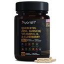 Quercetin Zinc Vitamin C Vitamin D Bromelain Elderberry - Lung Immune Duplemen Dewasa dengan Artemisinin, Moss Laut, Echinacea, Allergy Relief 120 Count