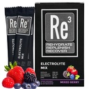 Re3 - Rehydrate - Replenish - Reclover Electrolite Powder Paket. No Sugar, 7 Cal, 1.4 Carbs. Mix Terbaik Vitamin dan Minetaria (Campuran Berry)