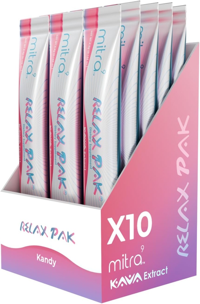 Mitra9 Kava powder RelaxPak - Kandy Kava Extract Pawder Packers 12.4; Mood Enhancer 124; Tanaman Based Of14; Promesses Natural Calm & Clarity 124; Easy Open Single Stick (10)