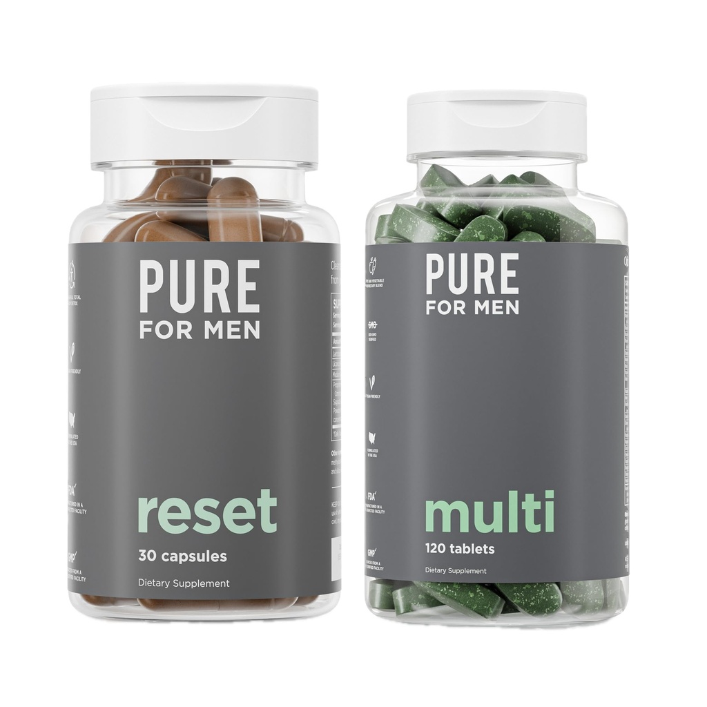 Murni untuk Men Multivitamin, 120 Kapsul & Reset Tambahan Detox, 30 Kapsul