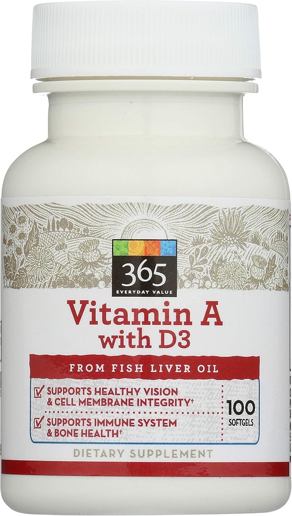365 oleh Whole Foods Market, Vitamin A dengan D3, 100 ct