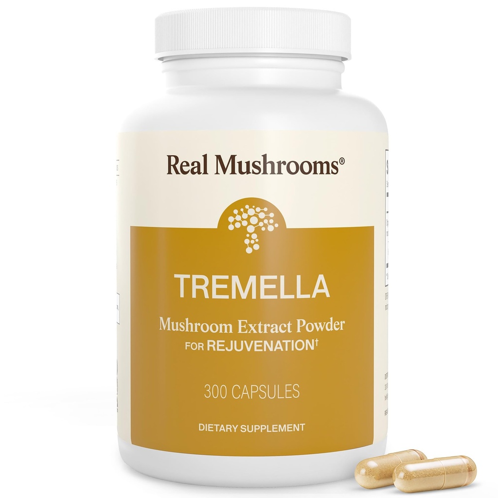 Jamur asli Tremella Mushroom Capsules - Ekstrak Tremella Organik dari Fruiting Body - Vegan, Non- GMO, Tanpa Filler - untuk Daily Wellness Routine - 300 Count Mashroom Blend Suplemen