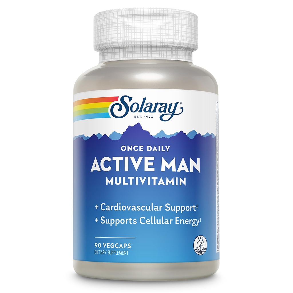 SOLARAY Sekali Daily Active Man Multivitamin - Energi Seluler dan Dukungan Imuniune, Jaminan Whole Foods, 60 Hari, Jaminan Hari, 90