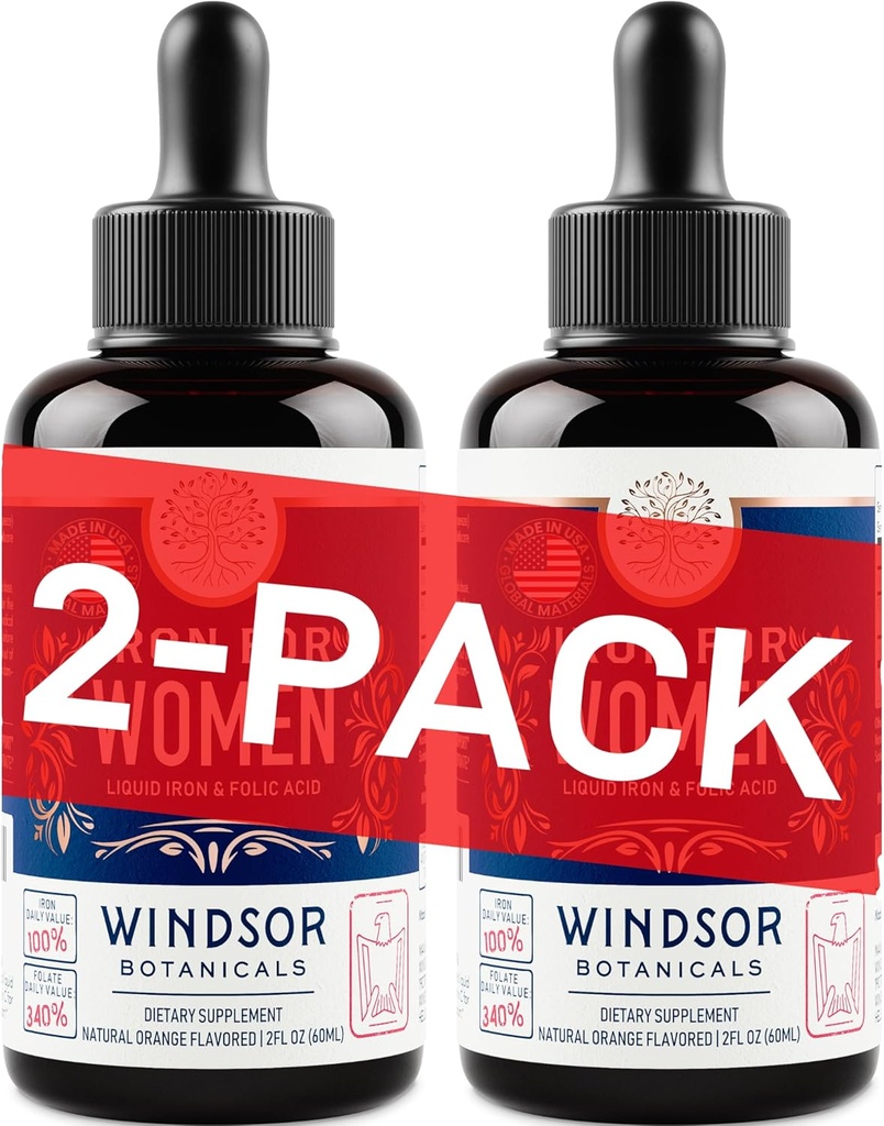 WINDSOR BOTANICALS Liquid Iron Suplement for Women 2-Pack