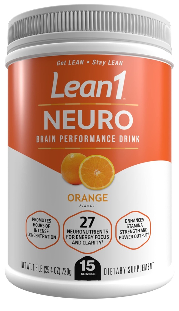 Lean1 Neuro, Mintal Energy Powder Minum, rasa jeruk, 15 melayani bak mandi oleh Nutrition53