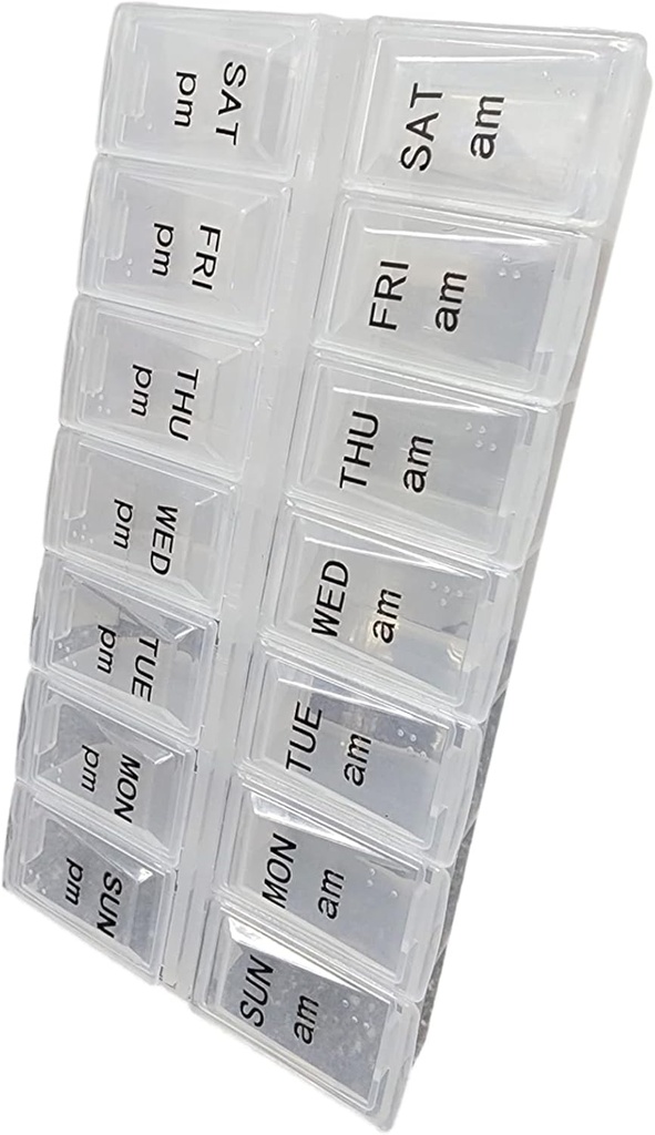 Dua kali sehari Pill Organizer, Weekly Day and Night Pill Container, Day and Night Medication atau Vitamin untuk Pameran Pagi atau Malam PM (1)