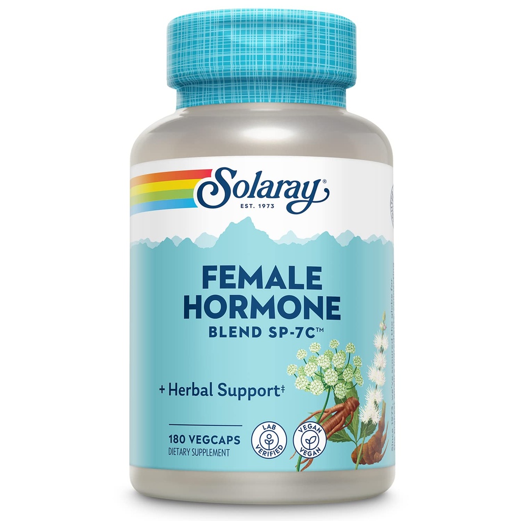 Wanita SOLARAY Hormone Blend SP-7C, Herbal Blend Termasuk Black Cohosh, Dong Quai, Passion Flower, Saw Palmetto, Wild Yam & More 180 VevCaps