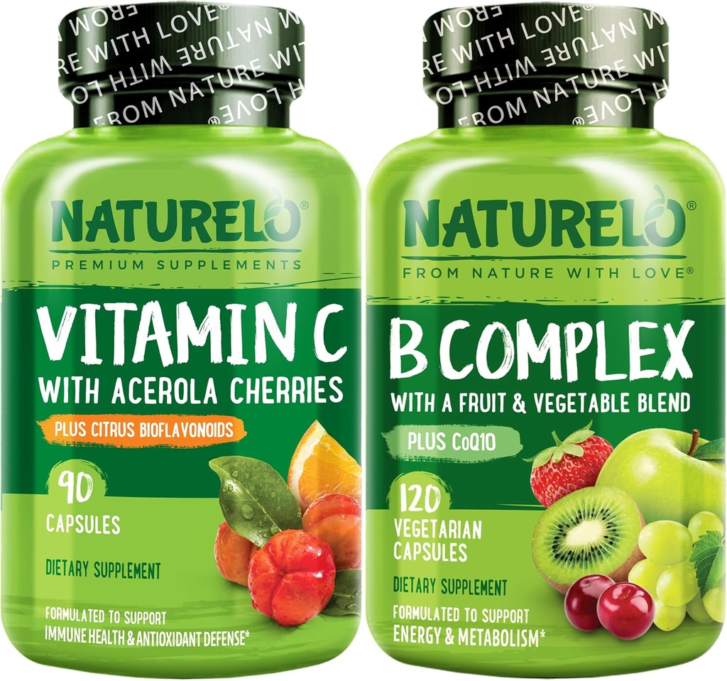 NATURELO Vitamin C Kapsul, 90 Count Vitamin B Kompleks 120
