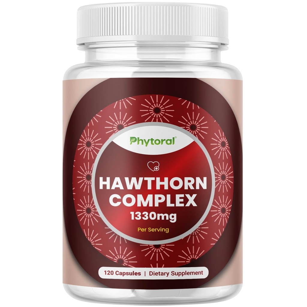 Kapsul Hawthorn Berry yang tinggi - Pendukung Energi untuk Pria & Perempuan - 120 Count Pack