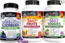 BioSchwartz Daily Fruits and Vegies Supplement for Women and Men (2 Month Supply) Plus Elderberry with Zinc and Vitamin C for Dewasa Imune Dupport (2 Bulan Suply)