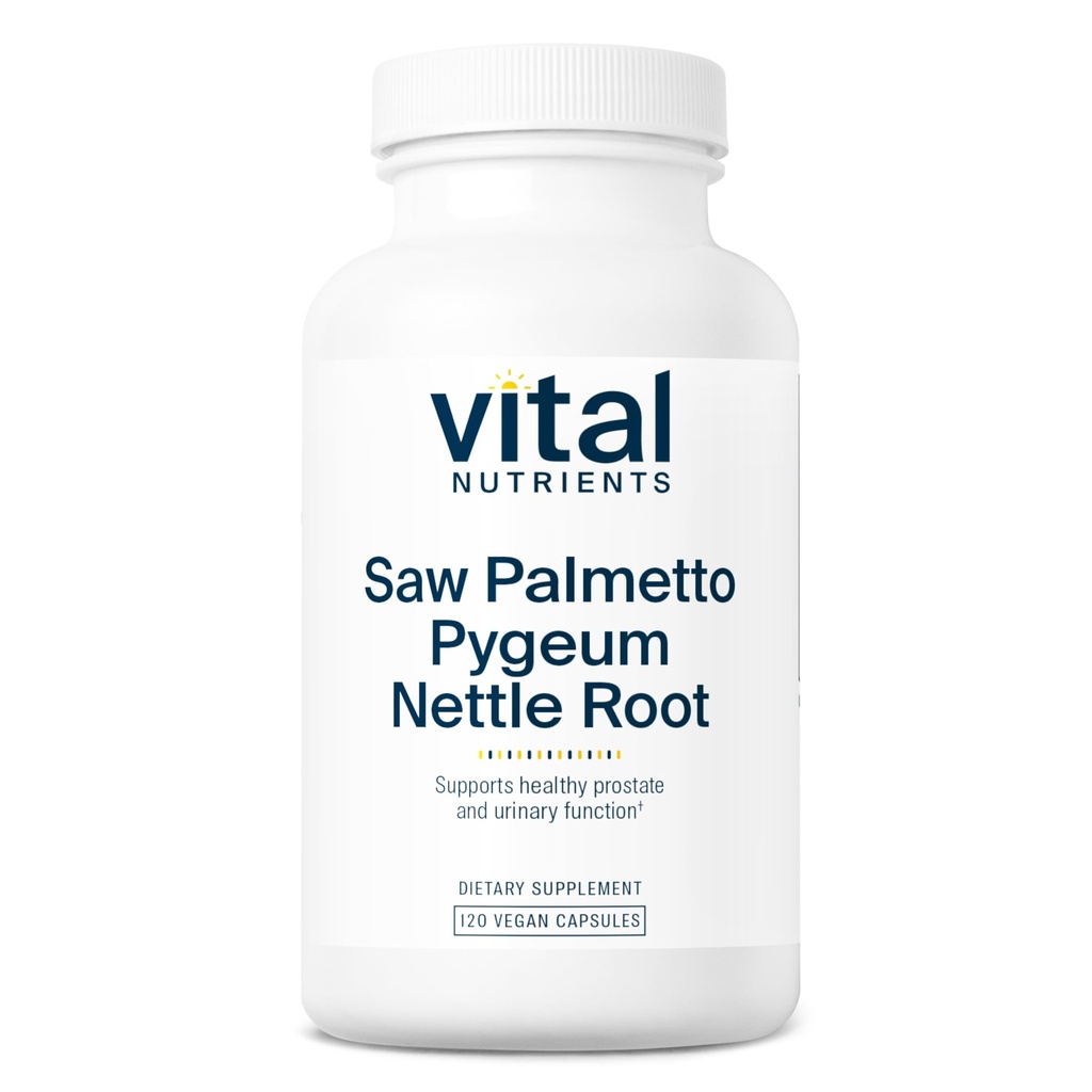 Vital Nutrients Saw Palmetto with Pygeum & Nettle Root - Vegan Saw Palmetto for Men Support Healthy Prostate Fungsi * - Gluten, Dairy, Soy Free - 120 Capsules