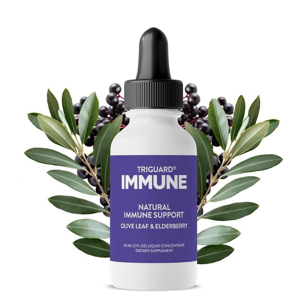 Triguard Plus Konsentrat 124; Colloidal Silver, Sambucus Elderberry Extract & Olive Leaf Extract, 3-in- 1 Liquid Imune Dukungan Gizumi 124; Kuat Sistem Booster 124; Rasa Besar - 3.4oz / 100ml, Dibuat di Amerika Serikat