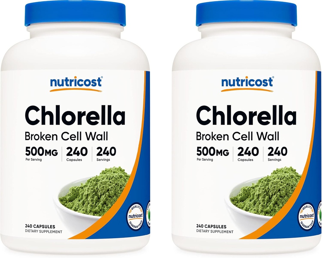 Nutricost Chlorella Capsules (2 Botol) 500mg, 240 Capsules Per Botol