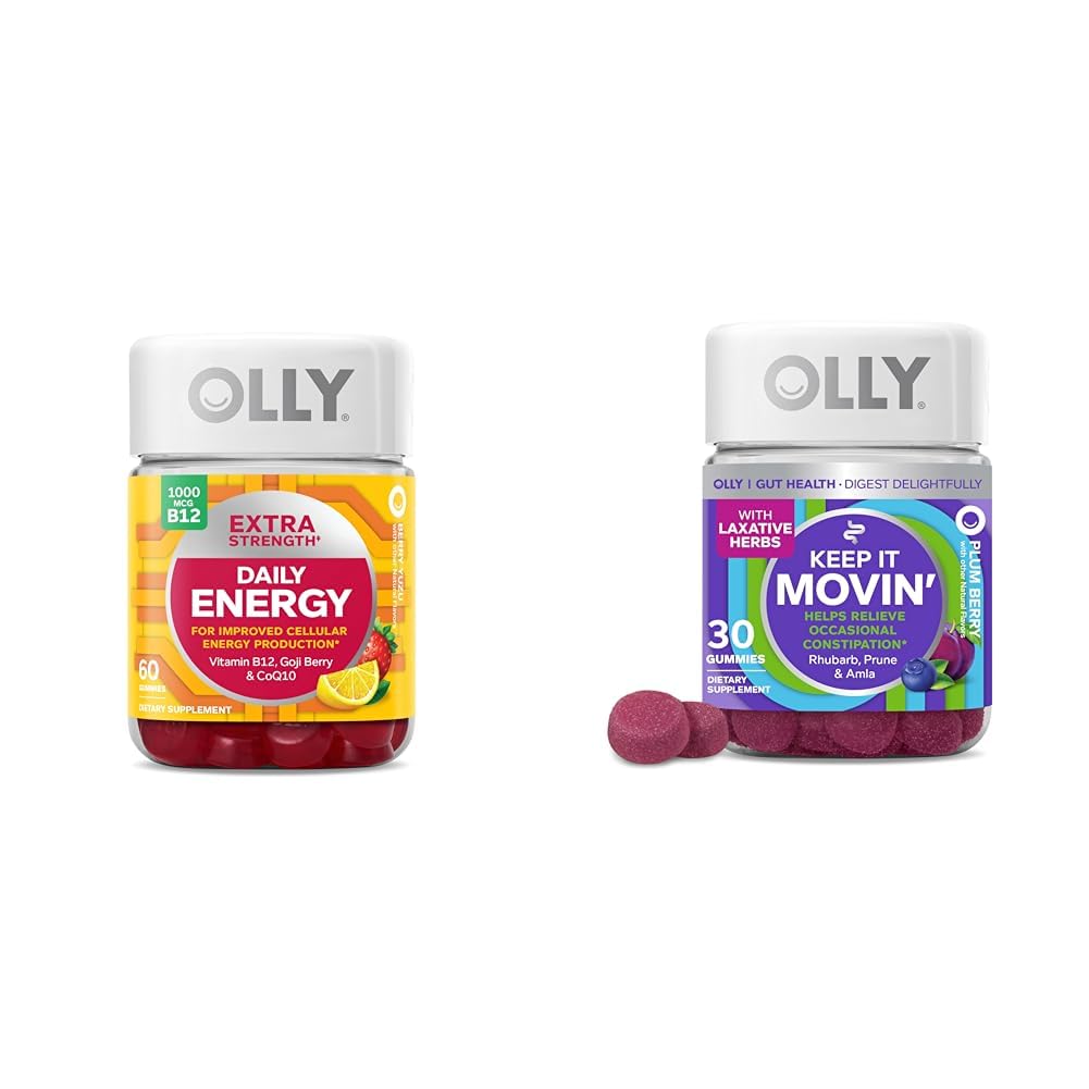 OLLY Extra Energy Gummy with Vitamin B12, CoQ10, Goji Berry, 60 Count