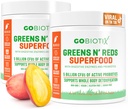 GOBIOTIX Super Greens and Reds Powder - Red and Green Superfood - Probiotic Suplemen - Digetical Enzymes dan Beet Root Powder - Organic Whole Foods Diet Supplemen (Mango, 2 Pack)