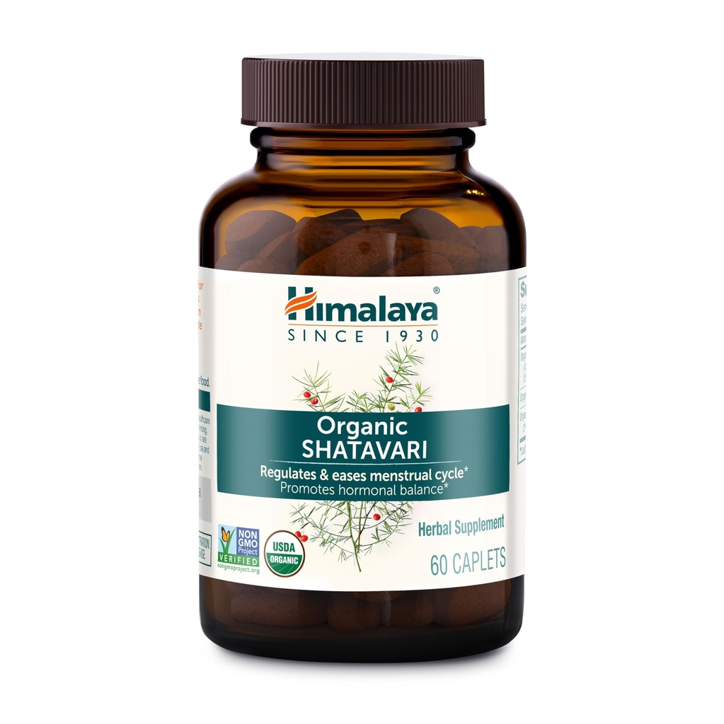 Himalaya Shatavari Organik - Promos Hormone Keseimbangan Wanita dan Penstrual Rangka Relief - USDA Organik, Vegan, Gluten Bebas, 1300 mg, 60 Caplets
