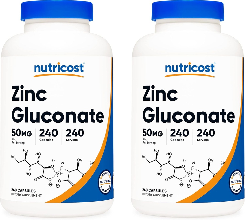 Nutricost Zinc Gluconate 240 Veggie Capsules (50mg)