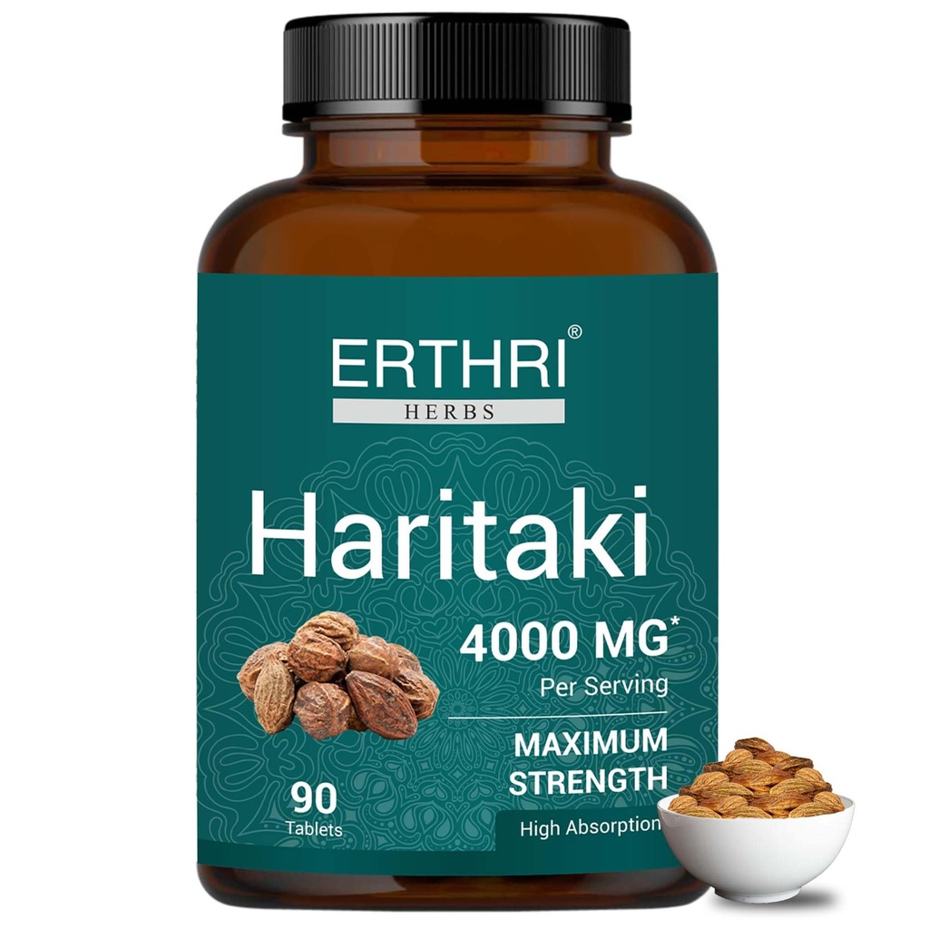 Haritaki Tablet 4000mg, 90 Count, Ayurvedic Herbal Supplement