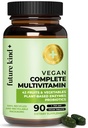 Vegan Multivitamin Masa Depan Lengkap - 42-in- 1 Vegan Multivitamin untuk Perempuan & Pria dengan Enzymes, B12, Zinc, & Progories for Ditraffic (90 tab dalam Bottle Recyled)