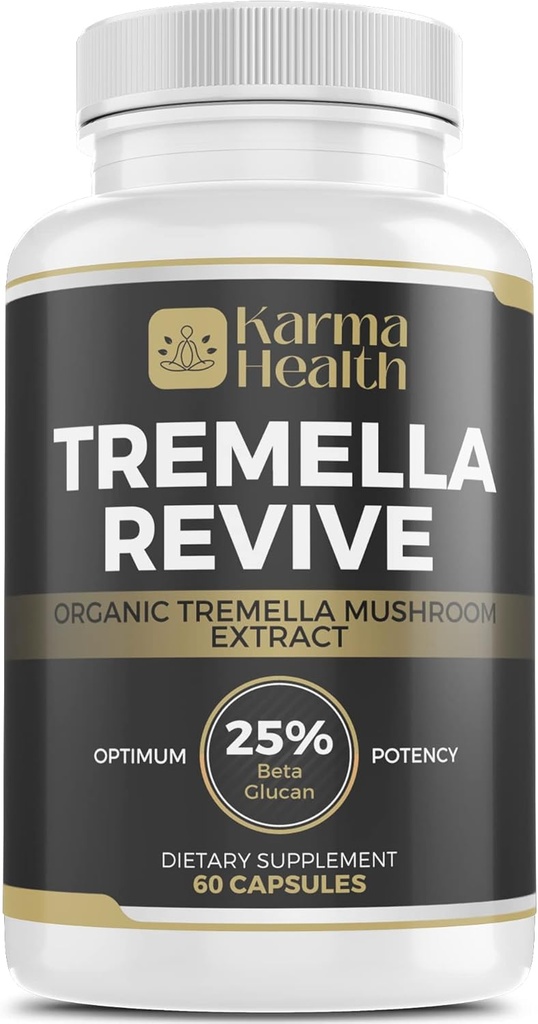 Tremella Mushroom Powder Capsules - Compressed White Snow Fungus Powder Suplement - 25% Beta Glucan Content, Vegan & GMO Free.