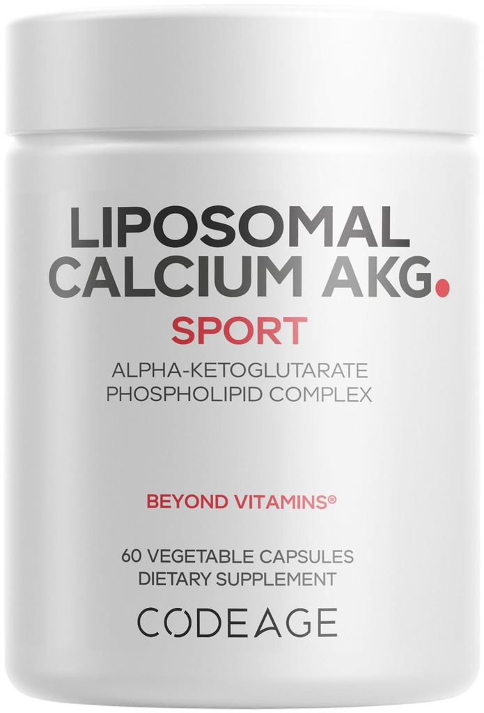 Codeage Lipomal Calcium AKG Suplement - Calcium Alphats - Ketglutate - 2 - Bulan Pengiriman Lipomal - 1 Capsule Per Serving - Non-GMO, Gluten- 60 Capsules