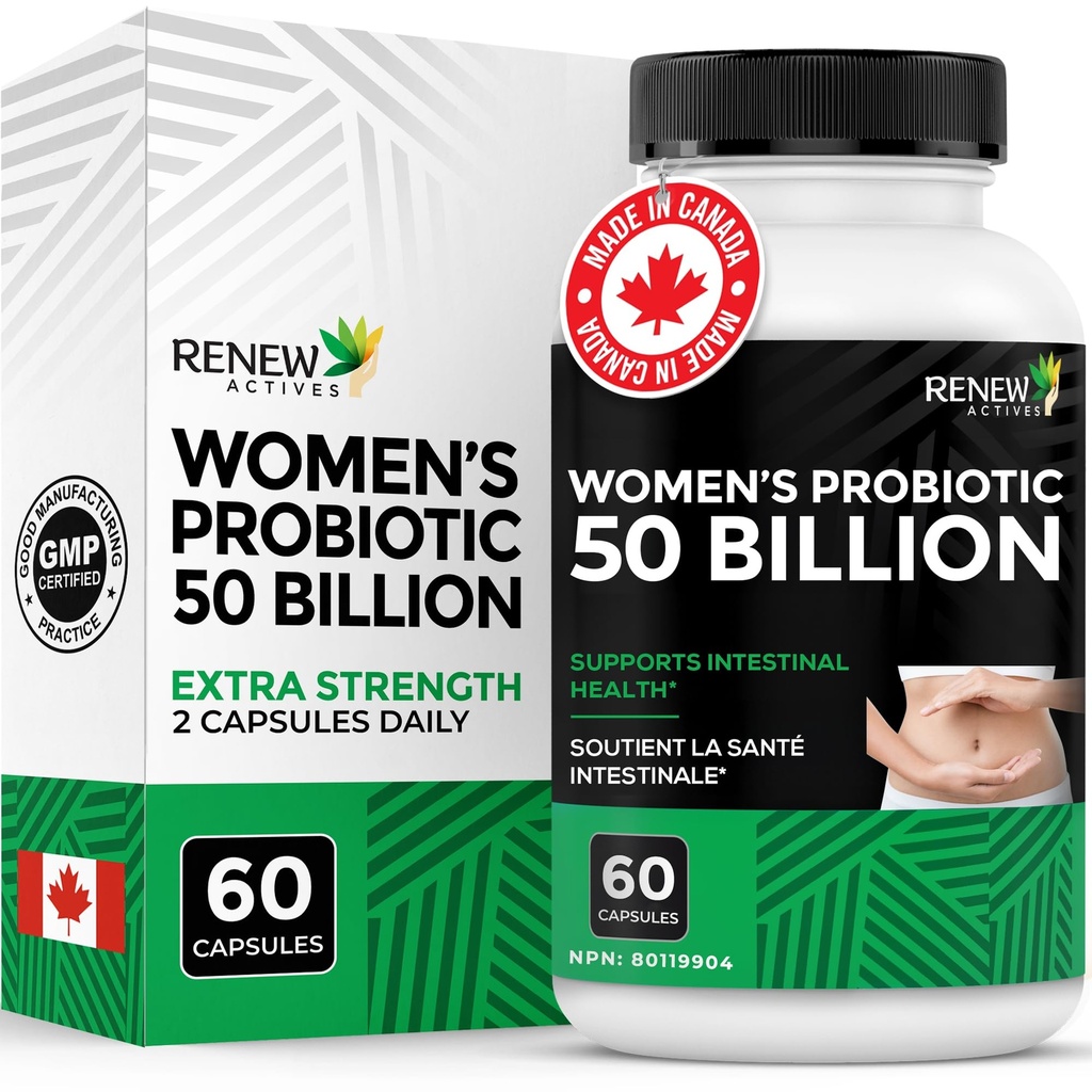 RENEW AKTIFIS Progitives for Women 50 Milyar CFU per 2 Capsules - MAKTREK Technology, 4 Prototic Strains & Prebiotic Blend- Mendukung Dikonsumsi Kesehatan & Gut Flora Balance - dibuat di Canada- 60 Capsules