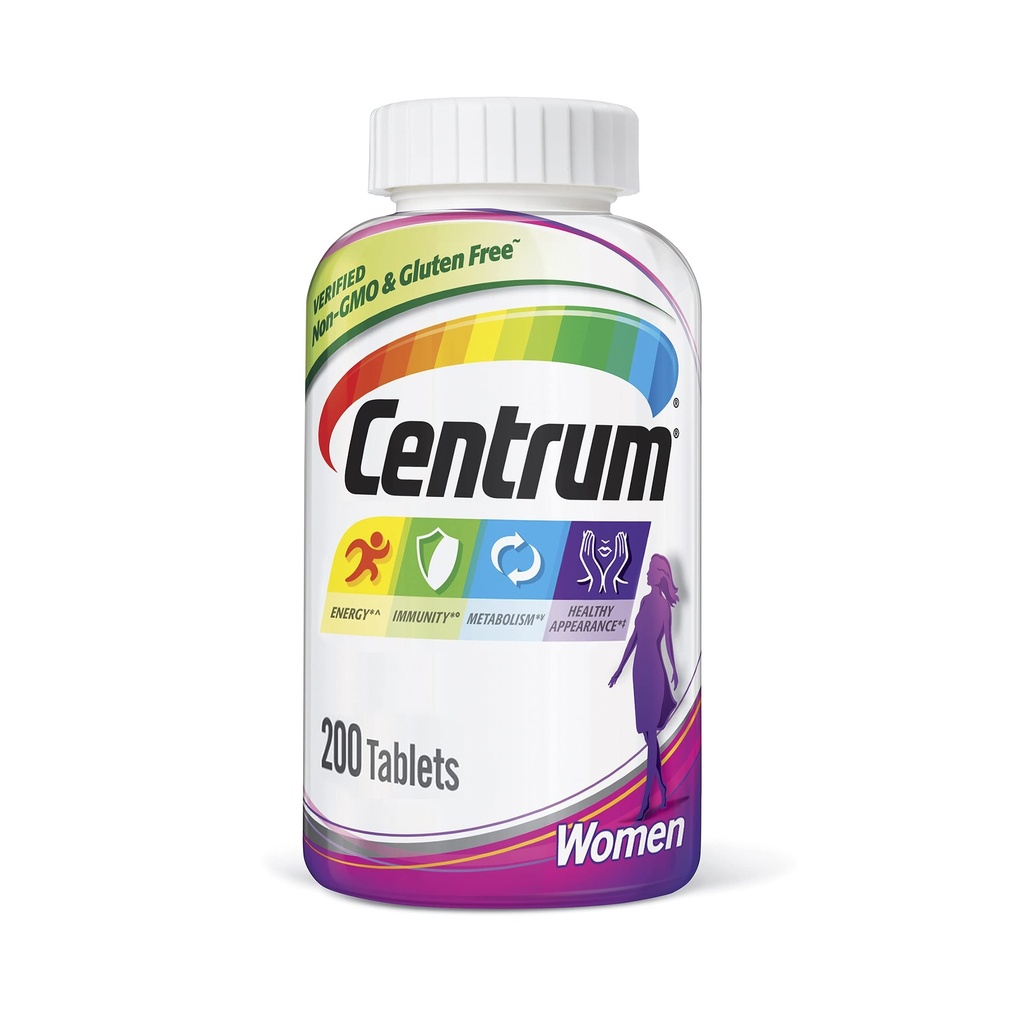 Sentrum Multivitamin Tablet untuk Perempuan, Multivitamin / Multimineral Suplemen dengan Besi, Vitamin D3, B dan Antioksidan - 200 Cacah