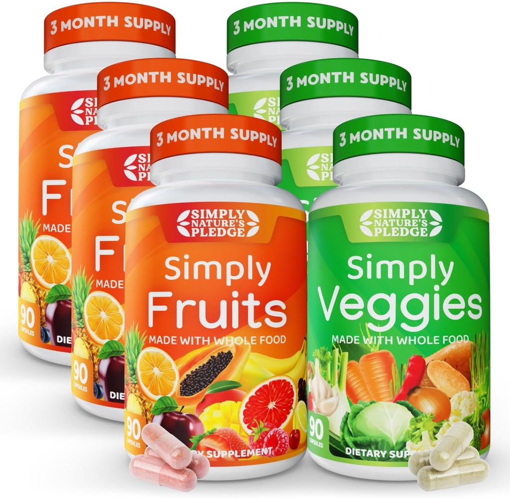 Cukup Nature 's Pledge - dikemas dengan 42 Buah yang berbeda & Sayuran - 3 Bulan Dibangun dengan Whole Food Superfood - dengan Aloe Vera - 100% Soy Free - 540 Kasules