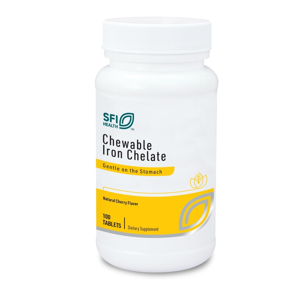 Klaire Labs SFI Health Chewable Iron Plate - 30 milligrams Elemental Iron, Easy on The Stomach & hypoallergenic, Natural Cherry Flavor (100 Tablet)